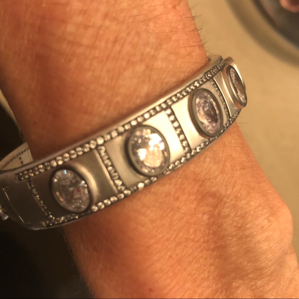 Silver Bangle with Crystals. Never been worn.